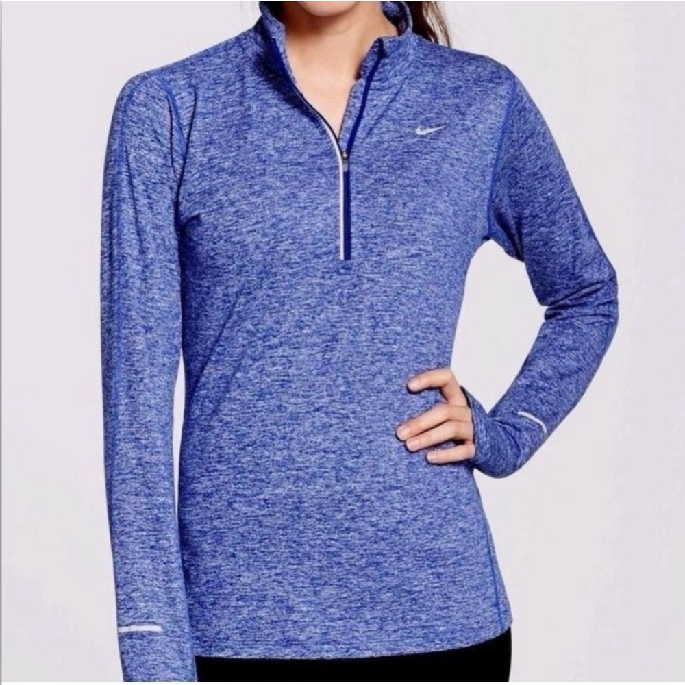 Nike Women's Element Dri-Fit Top Blue Half Zip Long Sleeves Large Running Golf